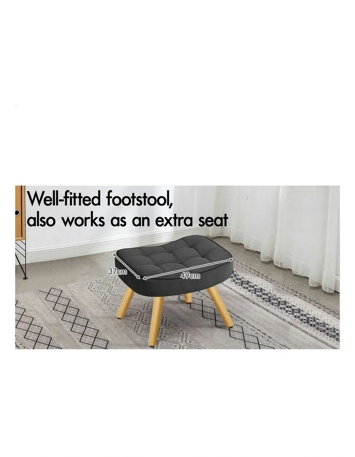 Wooden Armchair Accent Chair in Dark Grey image 6