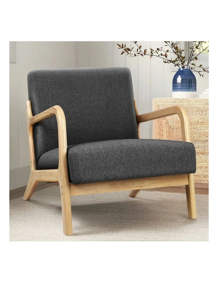 Wooden Armchair in Grey image 2
