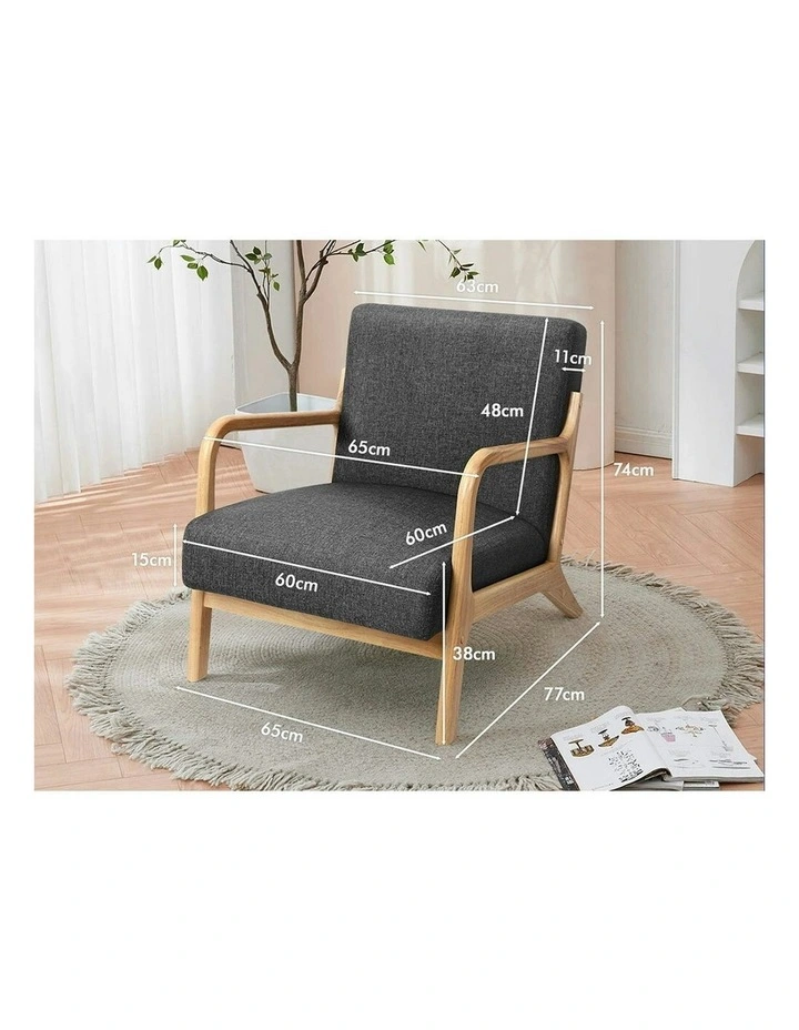 Wooden Armchair in Grey image 7