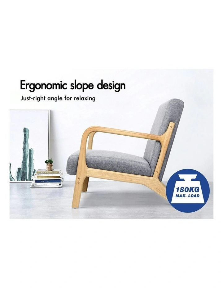 Wooden Armchair in Light Grey image 3