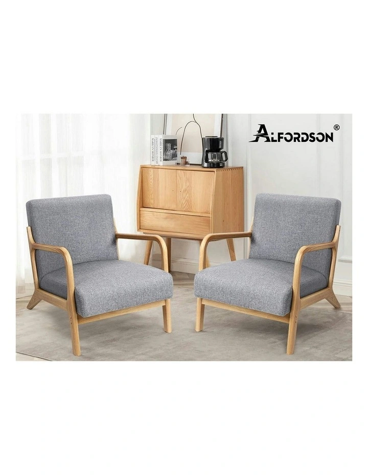 Wooden Armchair in Light Grey image 5