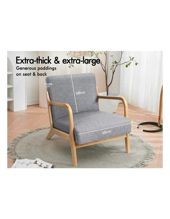 Wooden Armchair in Light Grey image 7