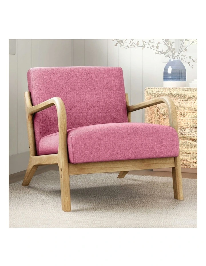 Wooden Armchair in Pink image 2