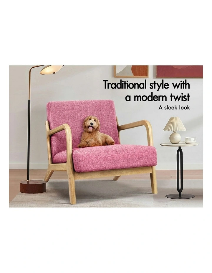 Wooden Armchair in Pink image 3