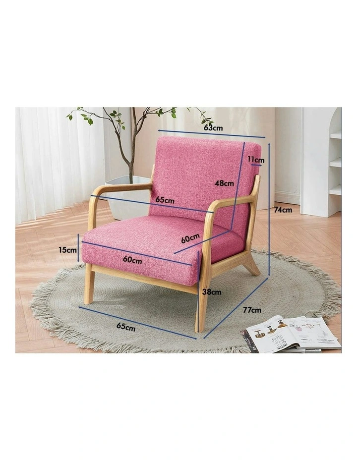 Wooden Armchair in Pink image 7
