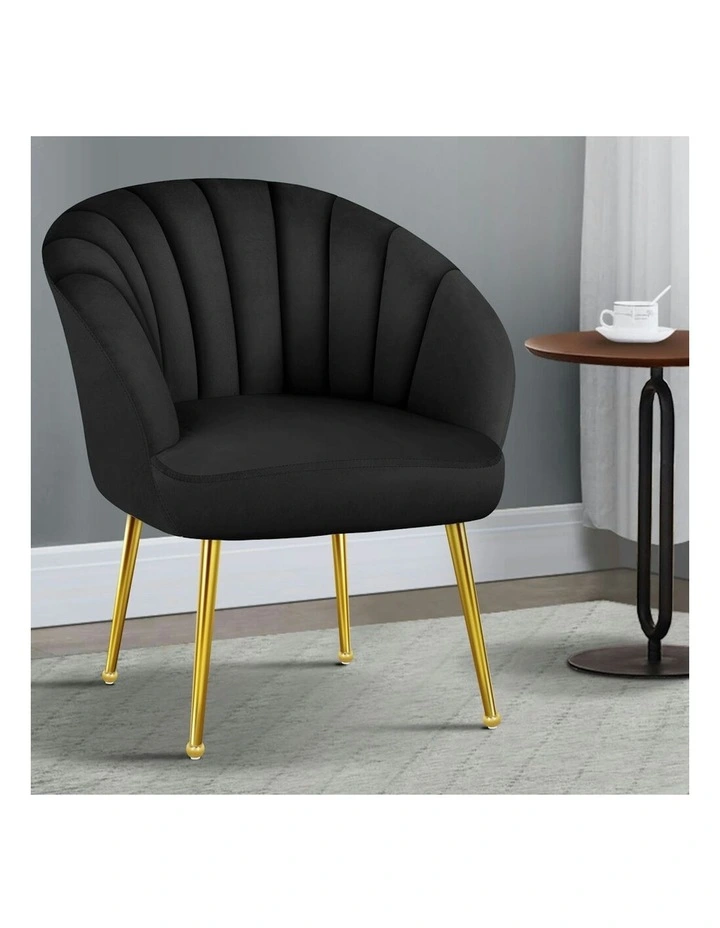 Armchair Velvet Lounge Accent Chair in Black image 2