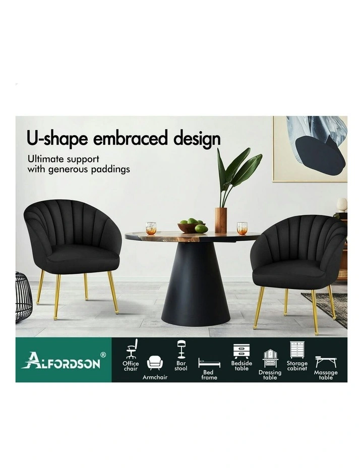 Armchair Velvet Lounge Accent Chair in Black image 3