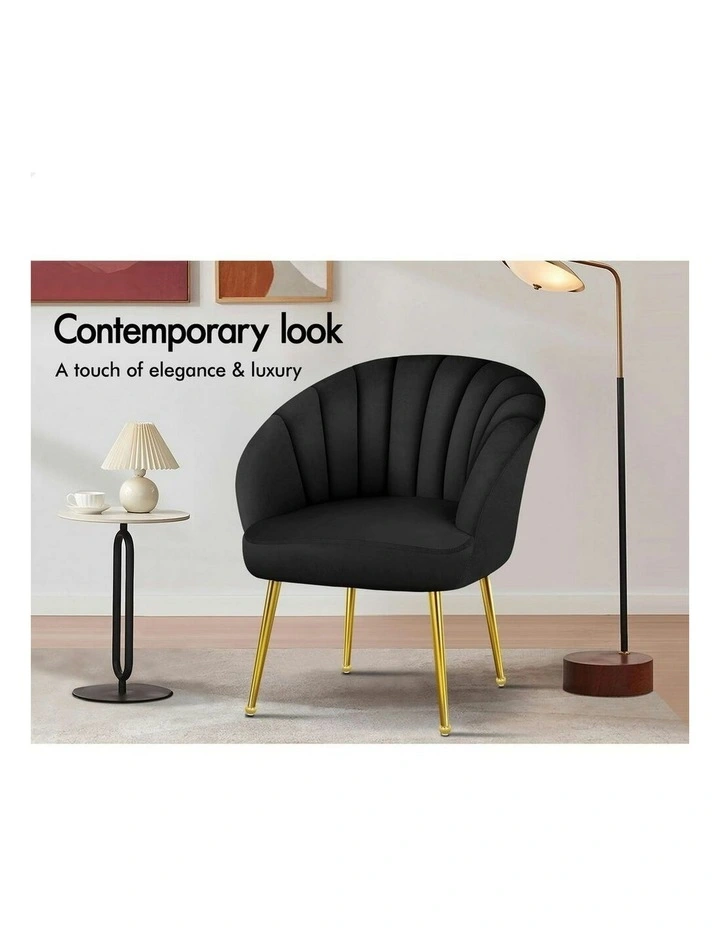 Armchair Velvet Lounge Accent Chair in Black image 4