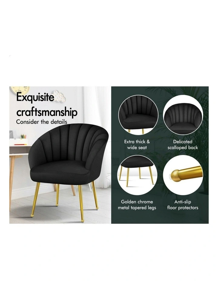 Armchair Velvet Lounge Accent Chair in Black image 5