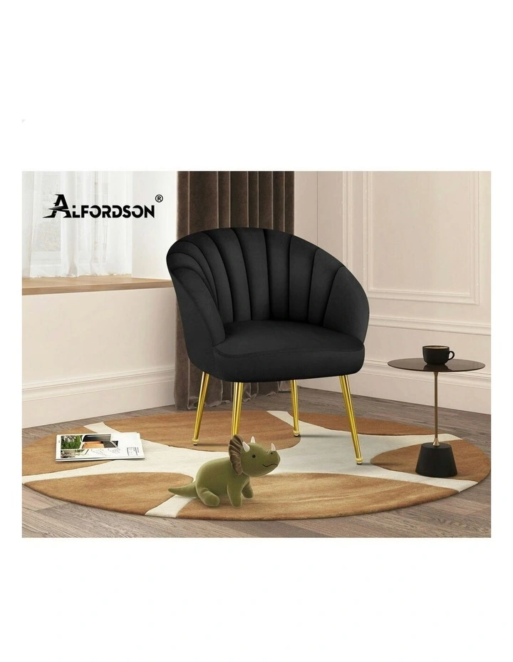 Armchair Velvet Lounge Accent Chair in Black image 6