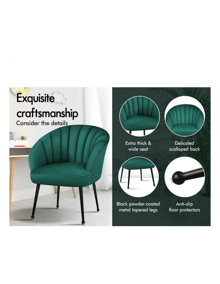 Armchair Lounge Accent Chair Velvet in Green image 5