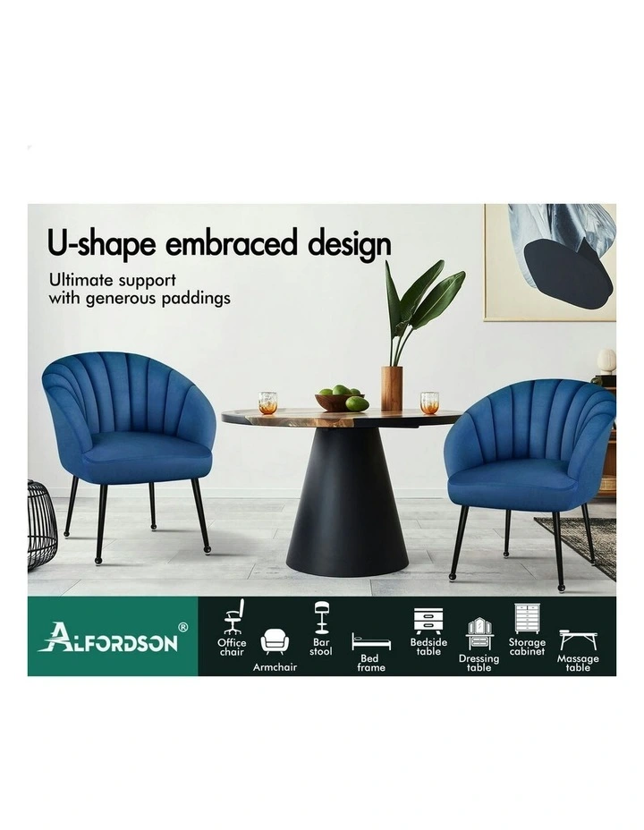 Armchair Velvet Lounge Accent Chair in Blue image 3