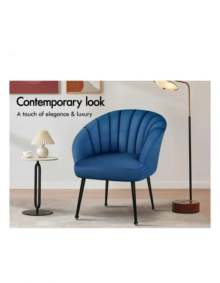 Armchair Velvet Lounge Accent Chair in Blue image 4