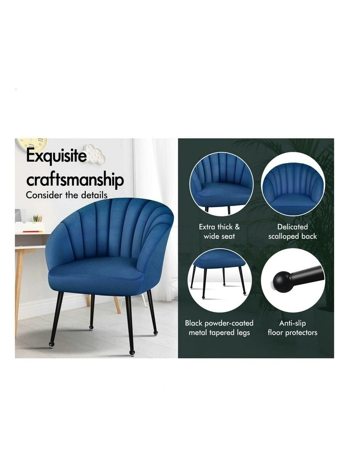 Armchair Velvet Lounge Accent Chair in Blue image 5