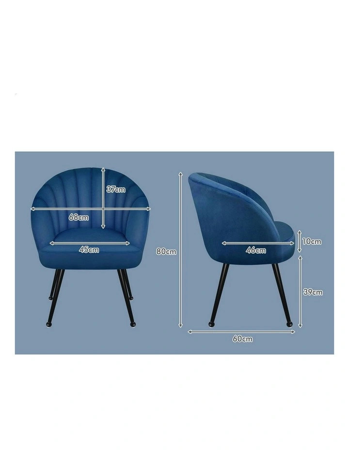 Armchair Velvet Lounge Accent Chair in Blue image 7