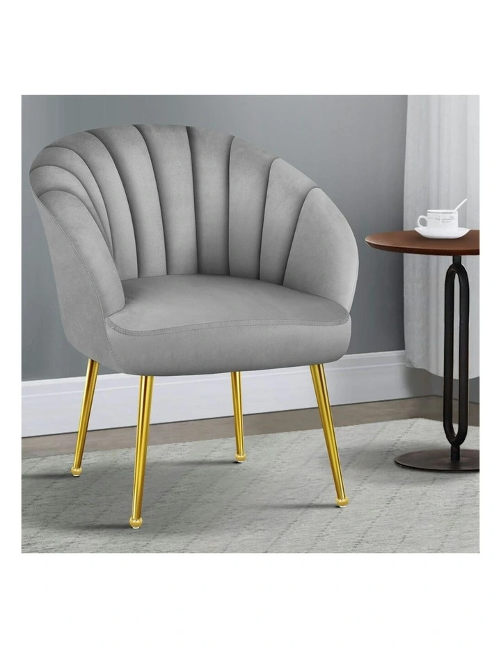Armchair Velvet Lounge Accent Chair in Grey image 2