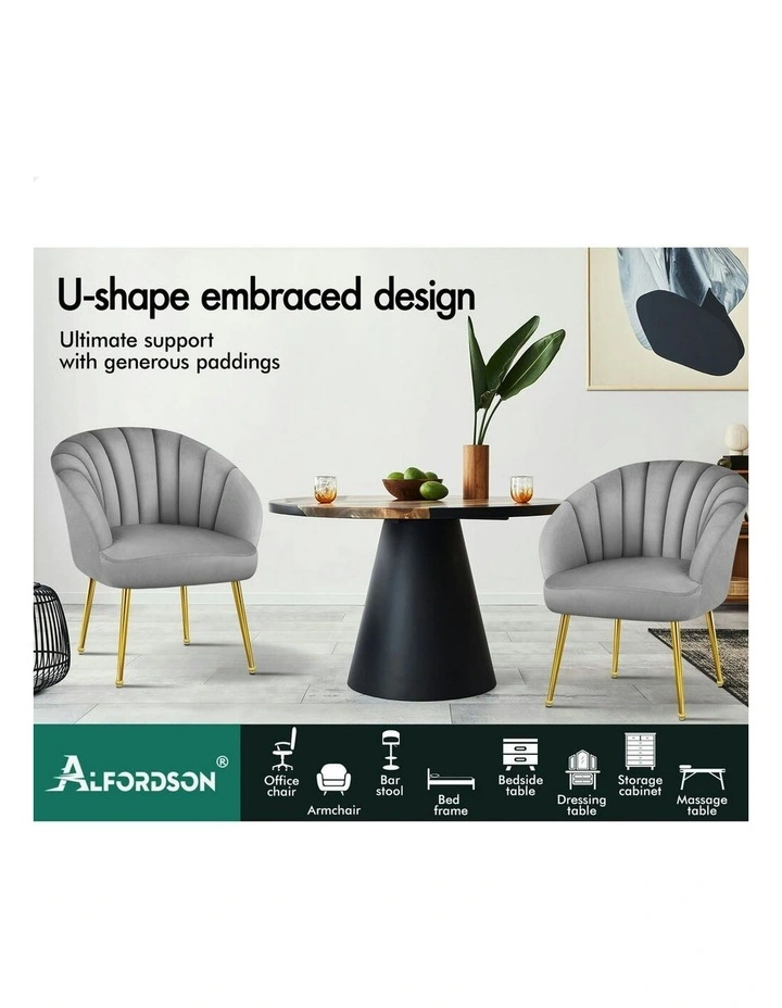 Armchair Velvet Lounge Accent Chair in Grey image 3