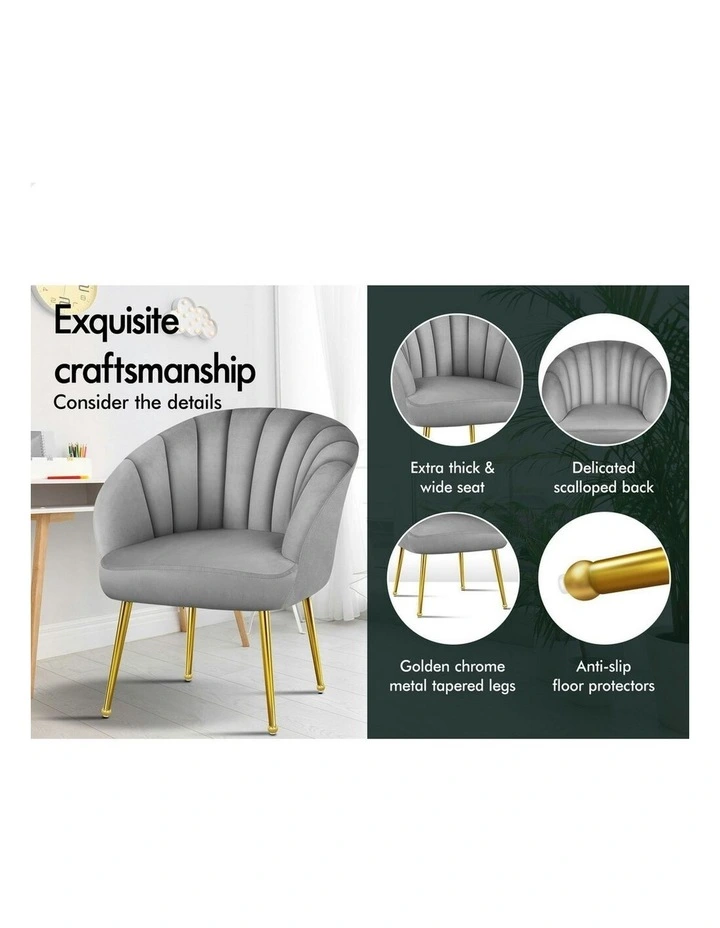 Armchair Velvet Lounge Accent Chair in Grey image 5