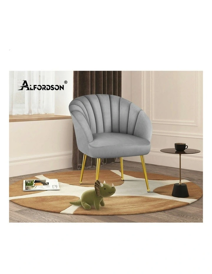 Armchair Velvet Lounge Accent Chair in Grey image 6