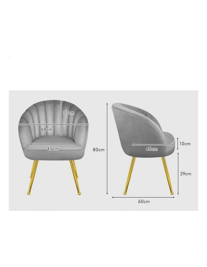 Armchair Velvet Lounge Accent Chair in Grey image 7