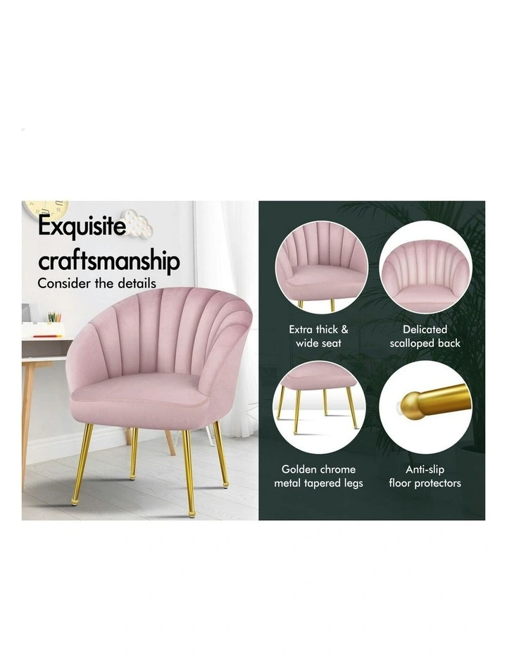 Armchair Velvet Lounge Accent Chair in Pink image 5