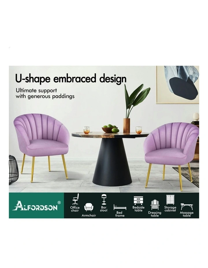 Armchair Velvet Lounge Accent Chair in Purple image 3