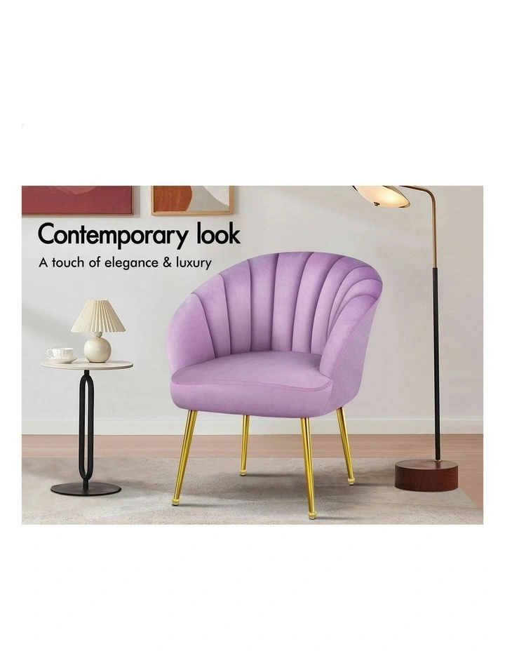 Armchair Velvet Lounge Accent Chair in Purple image 4