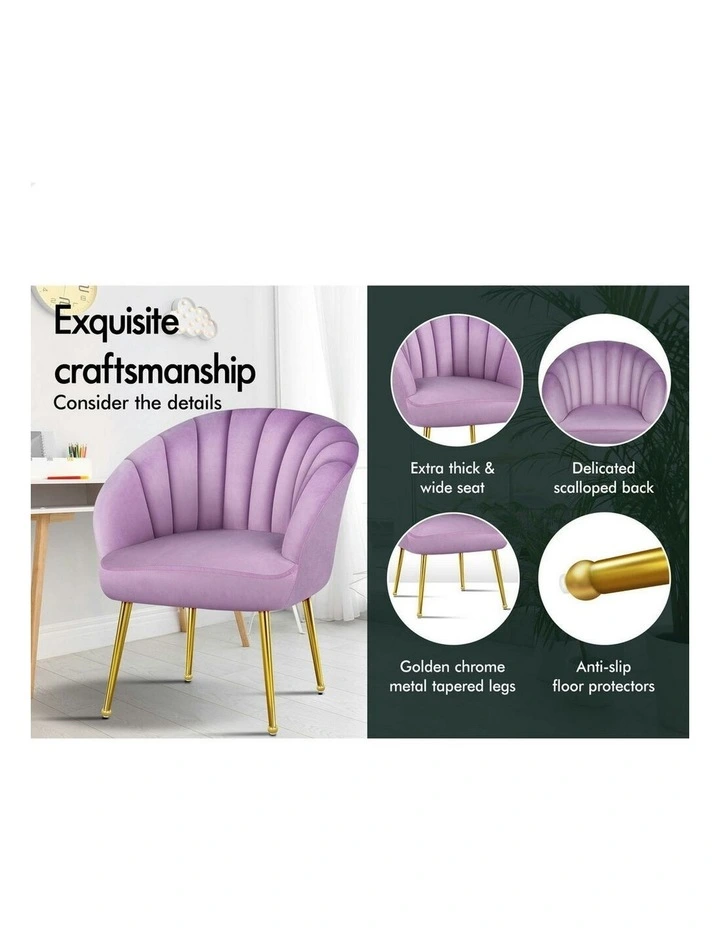 Armchair Velvet Lounge Accent Chair in Purple image 5