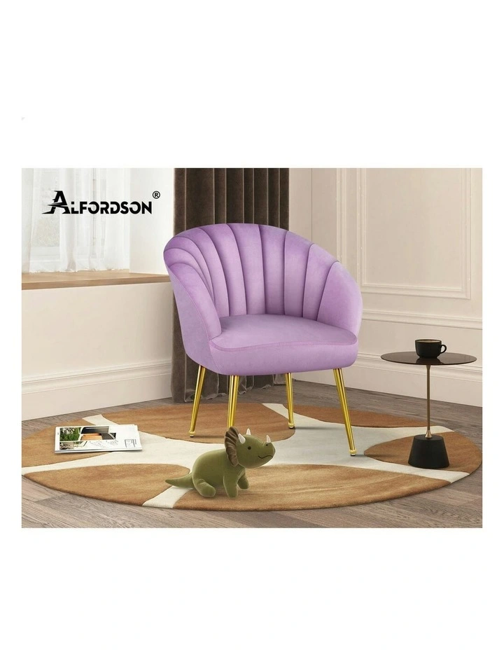 Armchair Velvet Lounge Accent Chair in Purple image 6