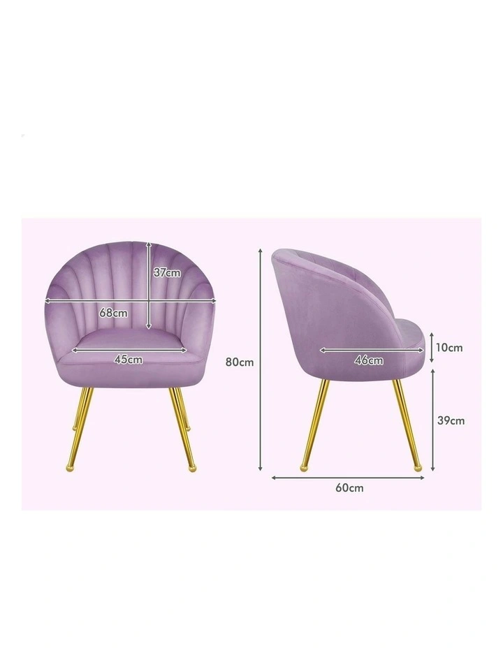 Armchair Velvet Lounge Accent Chair in Purple image 7