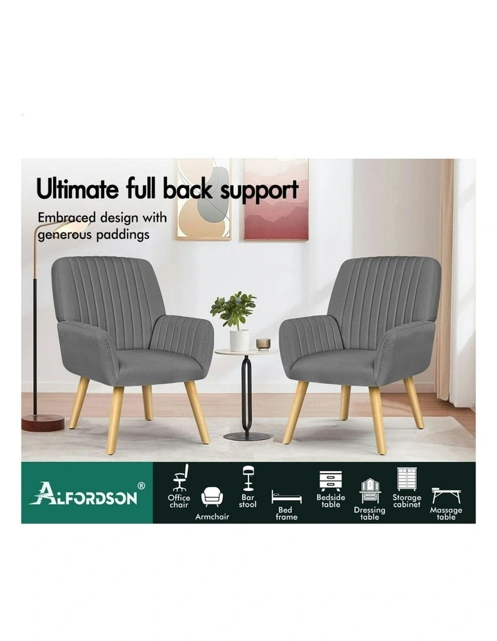 Armchair Lounge Accent Chair Fabric in Grey image 3