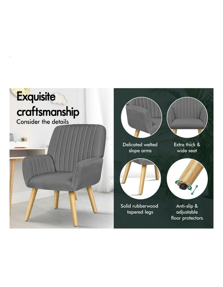 Armchair Lounge Accent Chair Fabric in Grey image 6
