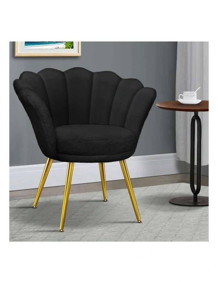 Armchair Accent Chair Faux Fur Seat in Black image 2