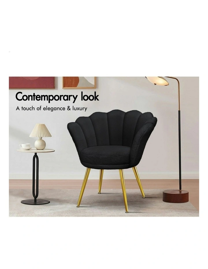 Armchair Accent Chair Faux Fur Seat in Black image 4