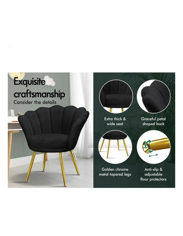 Armchair Accent Chair Faux Fur Seat in Black image 5