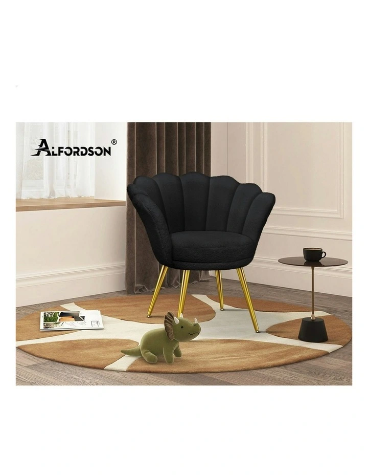 Armchair Accent Chair Faux Fur Seat in Black image 6
