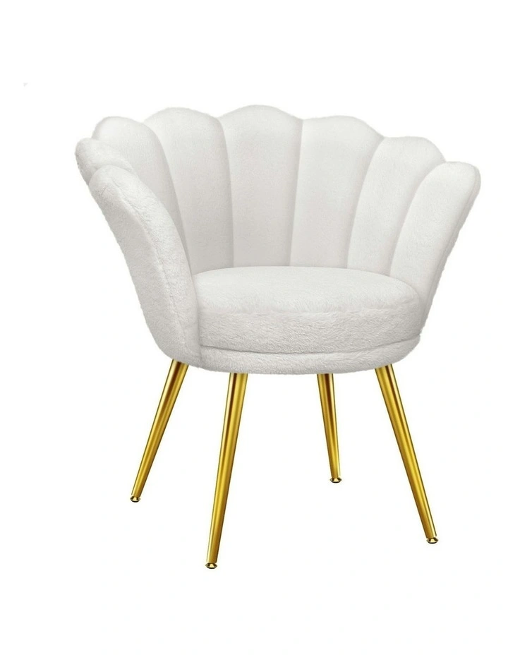 Armchair Accent Chair Faux Fur Seat in White image 1