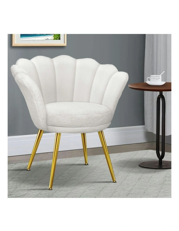 Armchair Accent Chair Faux Fur Seat in White image 2
