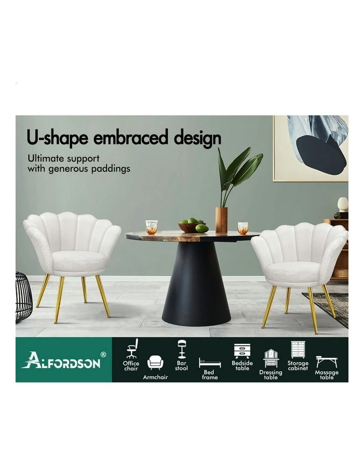 Armchair Accent Chair Faux Fur Seat in White image 3