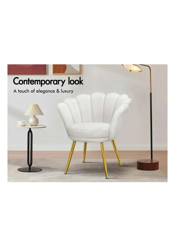 Armchair Accent Chair Faux Fur Seat in White image 4