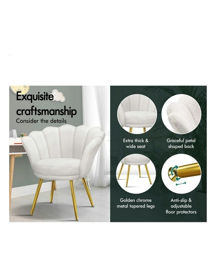 Armchair Accent Chair Faux Fur Seat in White image 5