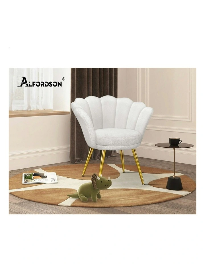 Armchair Accent Chair Faux Fur Seat in White image 6