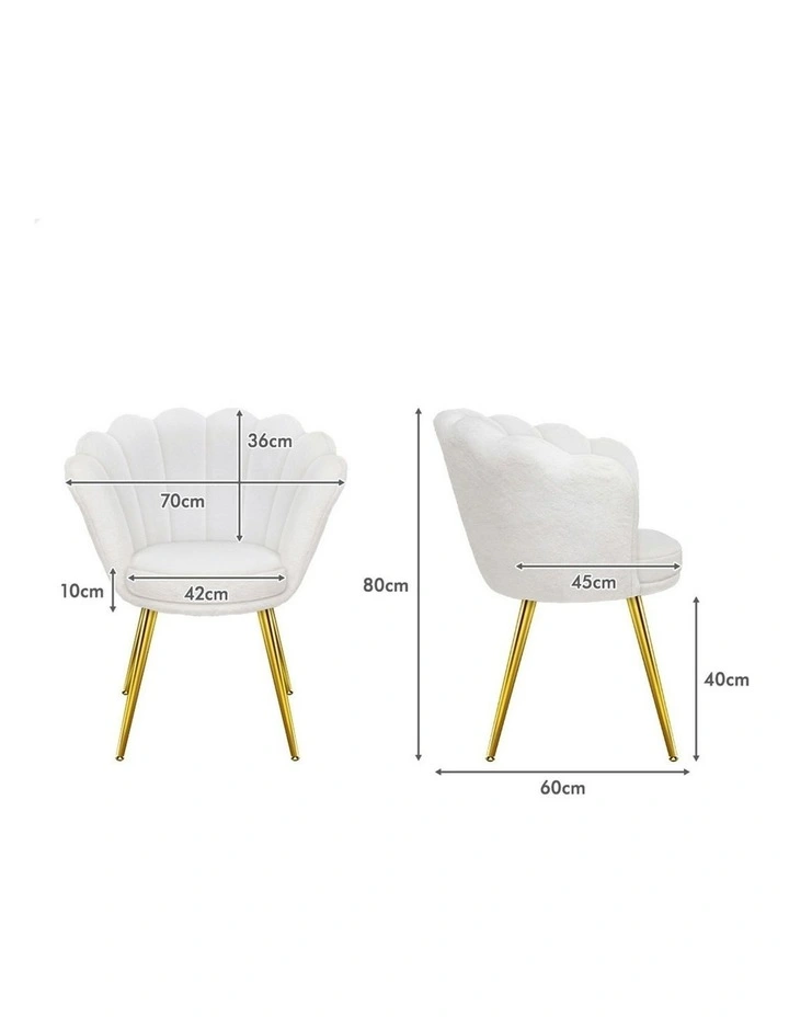 Armchair Accent Chair Faux Fur Seat in White image 7