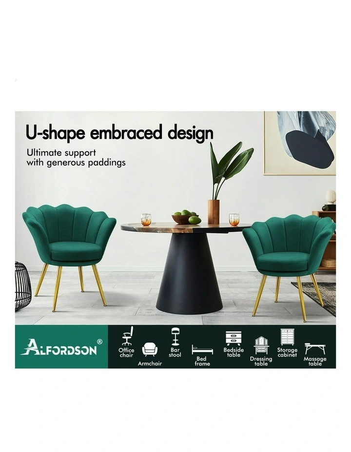 Armchair Accent Chair Velvet Seat in Green image 3