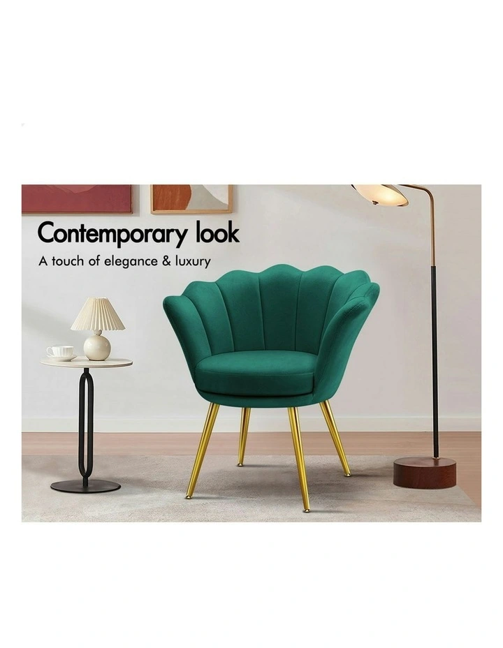Armchair Accent Chair Velvet Seat in Green image 4