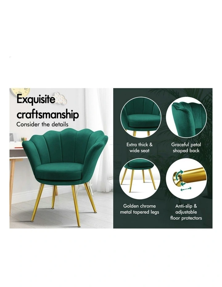 Armchair Accent Chair Velvet Seat in Green image 5