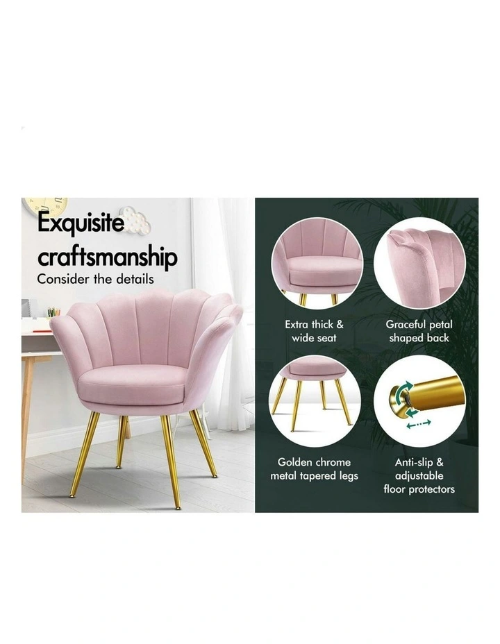 Armchair Accent Chair Velvet Seat in Pink image 5