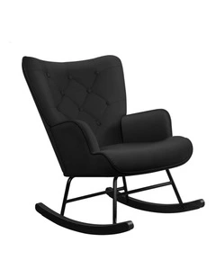 Armchair Velvet Rocking Lounge Accent Chair in Black