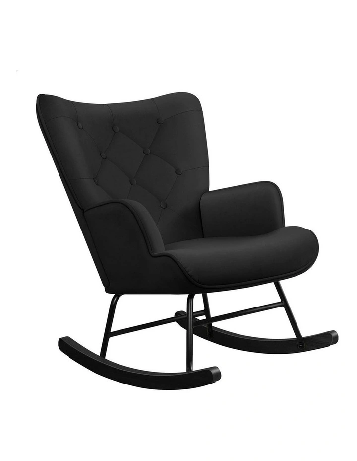 Armchair Velvet Rocking Lounge Accent Chair in Black image 1