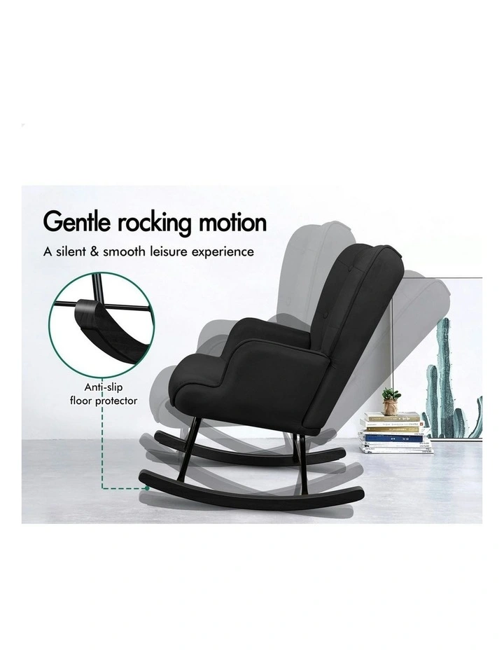 Armchair Velvet Rocking Lounge Accent Chair in Black image 4